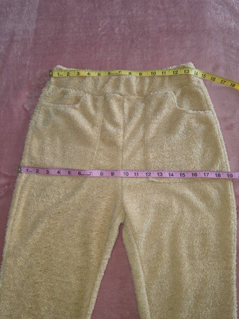 Beige Fleece 3-Piece Pajama Set Robe Tank & Pants w/ Pockets Size M - Picture 5 of 11